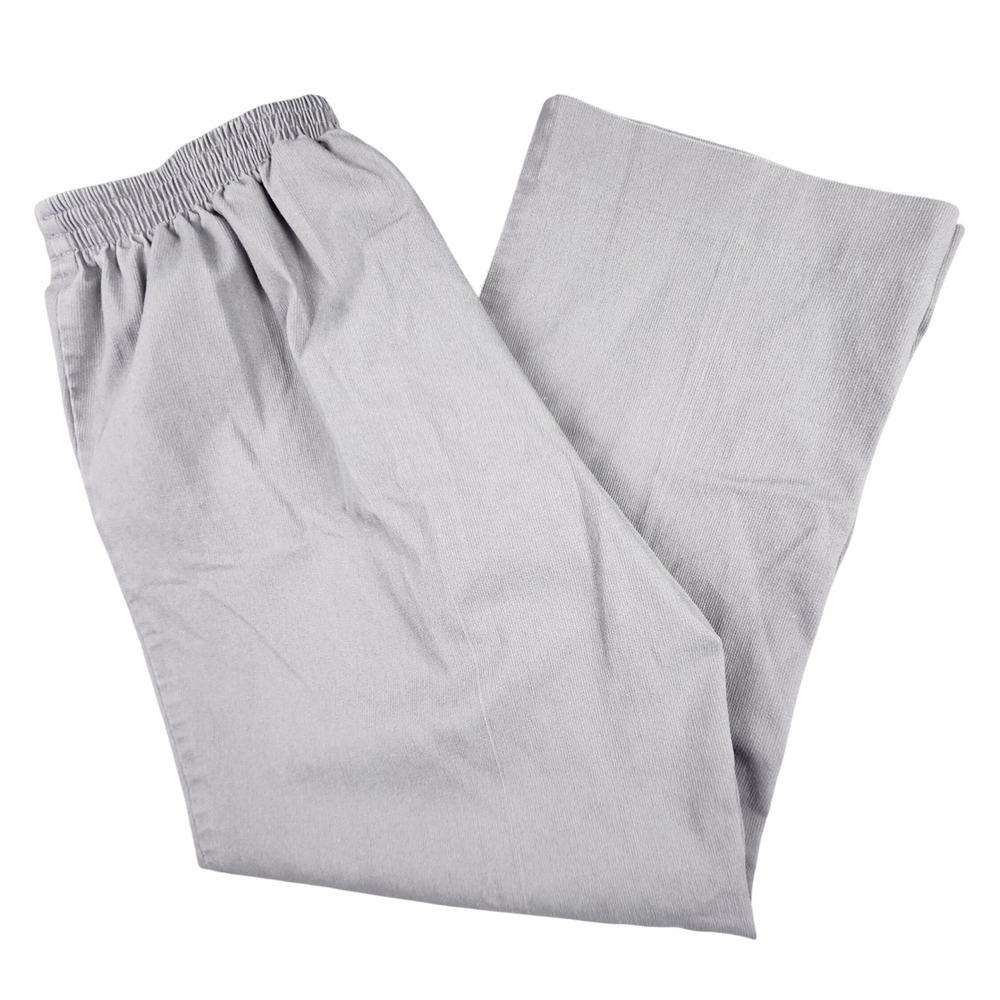Alfred Dunner Pants Women 14P Gray Elastic Waist Pull On Straight Leg Corduroy